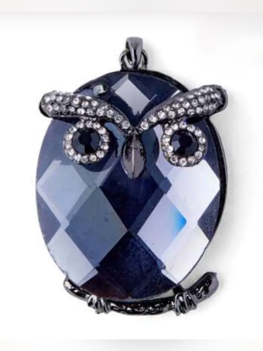 BLACK CRYSTAL 🦉 OWL 🦉 FASHION PENDANT NECKLACE CHARM 🌟NWT🌟